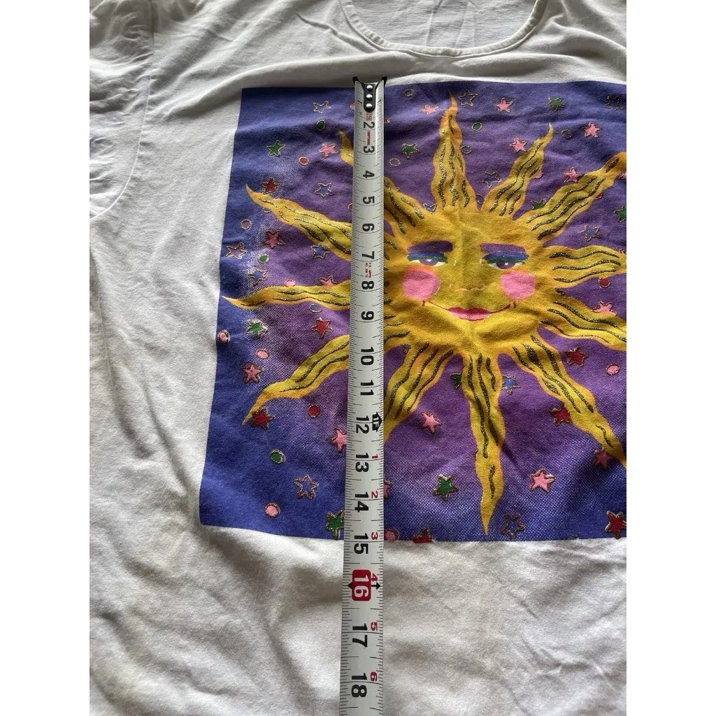 Vintage Pacific Connections Cozumel Sun Graphic Oversized Made in USA Sz OS White - Image 7