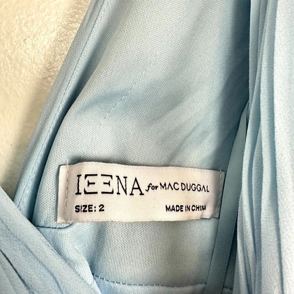 MAC DUGGAL Plunge Neck Chiffon Grecian Gown in Powder Blue Size US 2 - Image 6