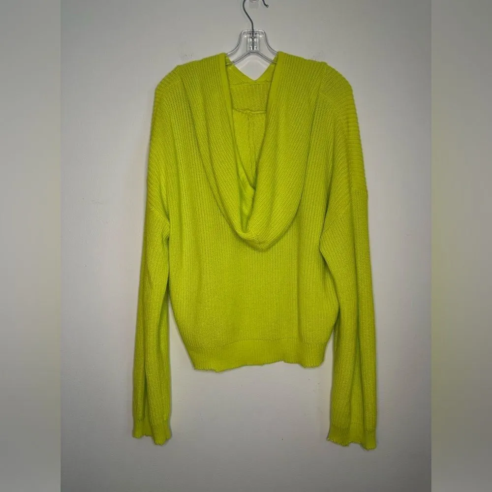 525 Shaker Hoodie Knit Green Neon Oversized Sweater Size S - Image 3