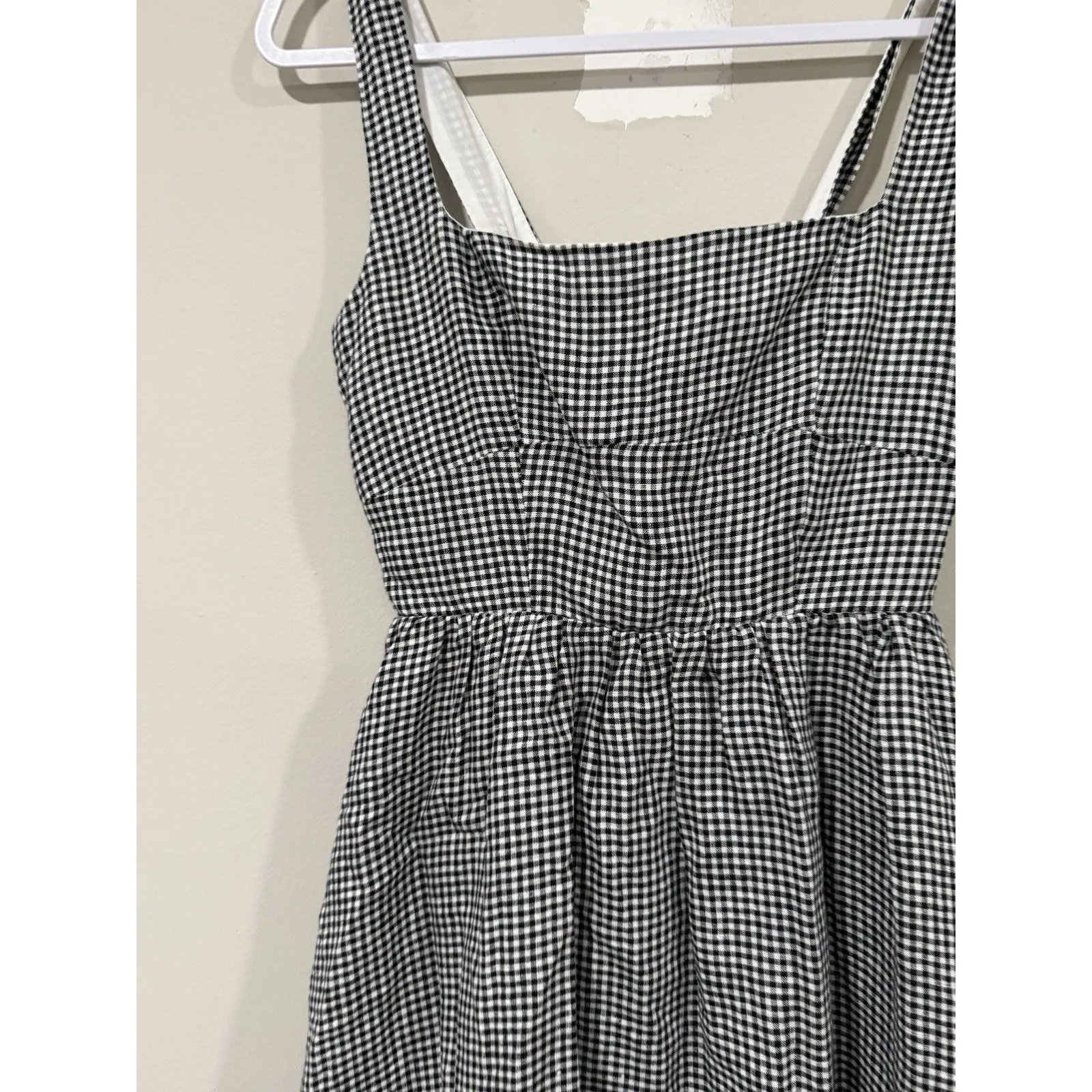 Quince Black Gingham European Linen Scoop Neck Xs Midi Dress 2301 - Image 4