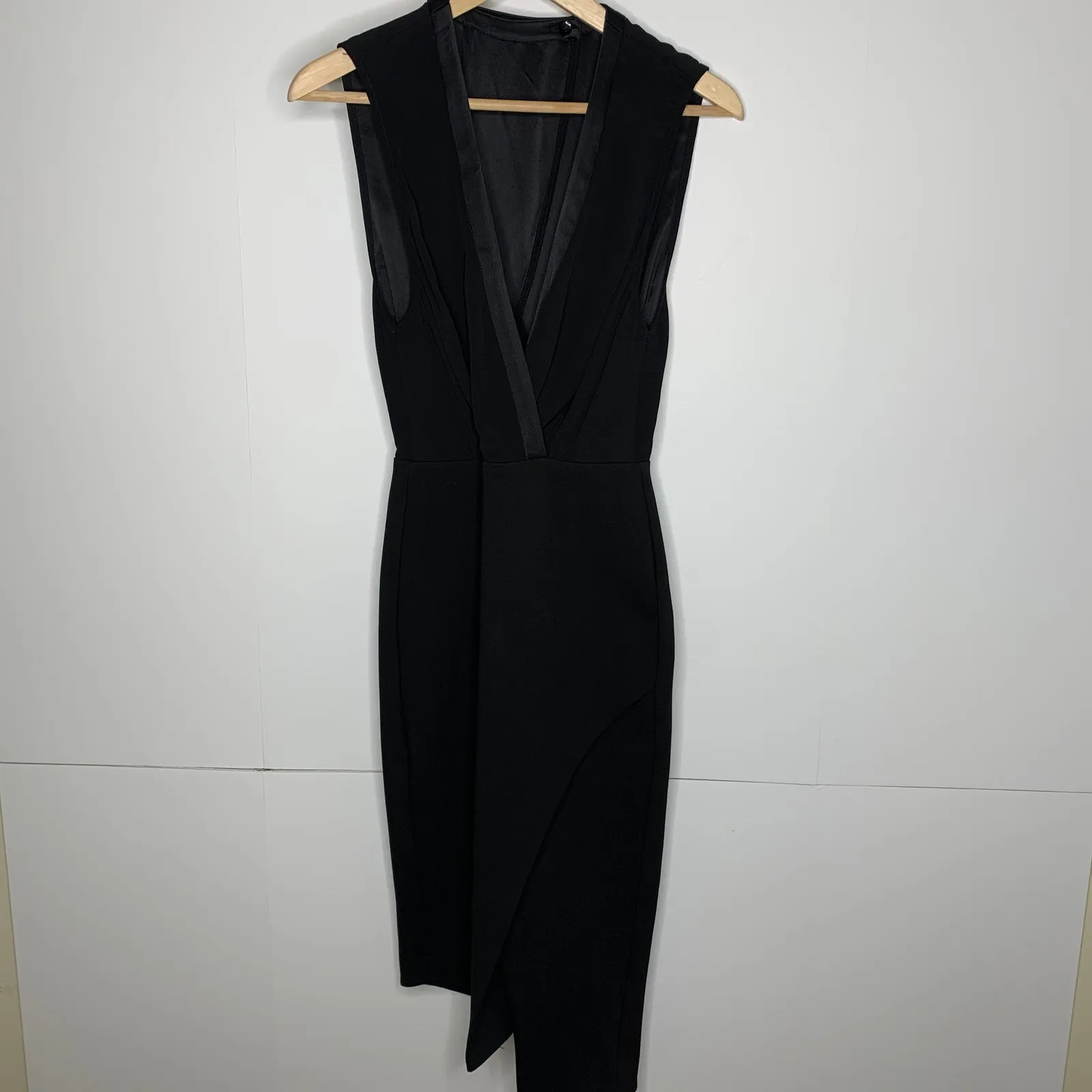 Bec & Bridge Black Faux Wrap Asymmetrical Dress Womens Size 4 - Image 9