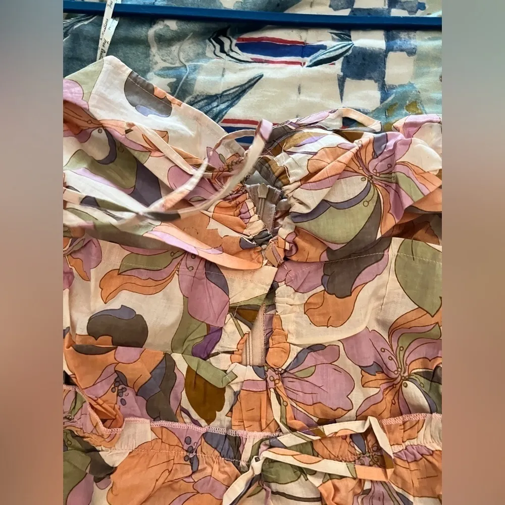 TRUE DESTINATIONS L Floral Peplum Romper in Beige Multi Saks Pink Size L - Image 7