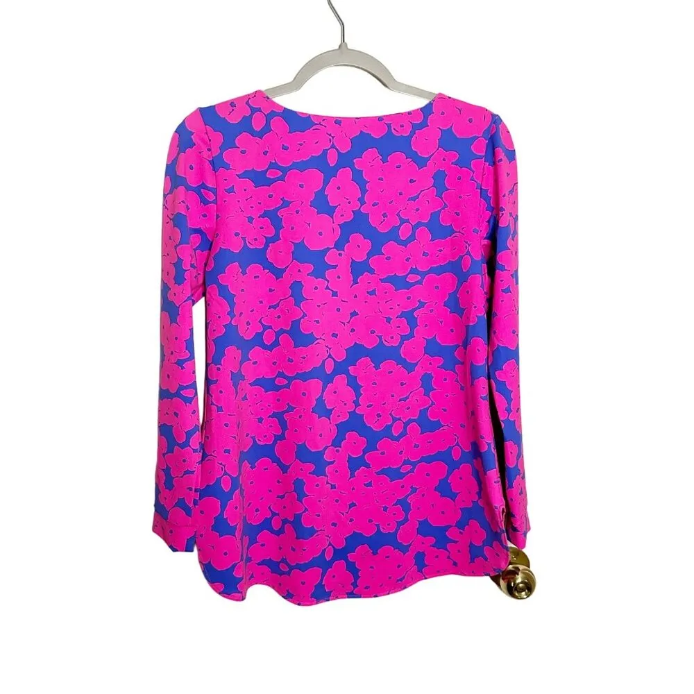 MAHI GOLD Long Sleeve Tunic To Pink Blue Floral Print Size XS - Image 2