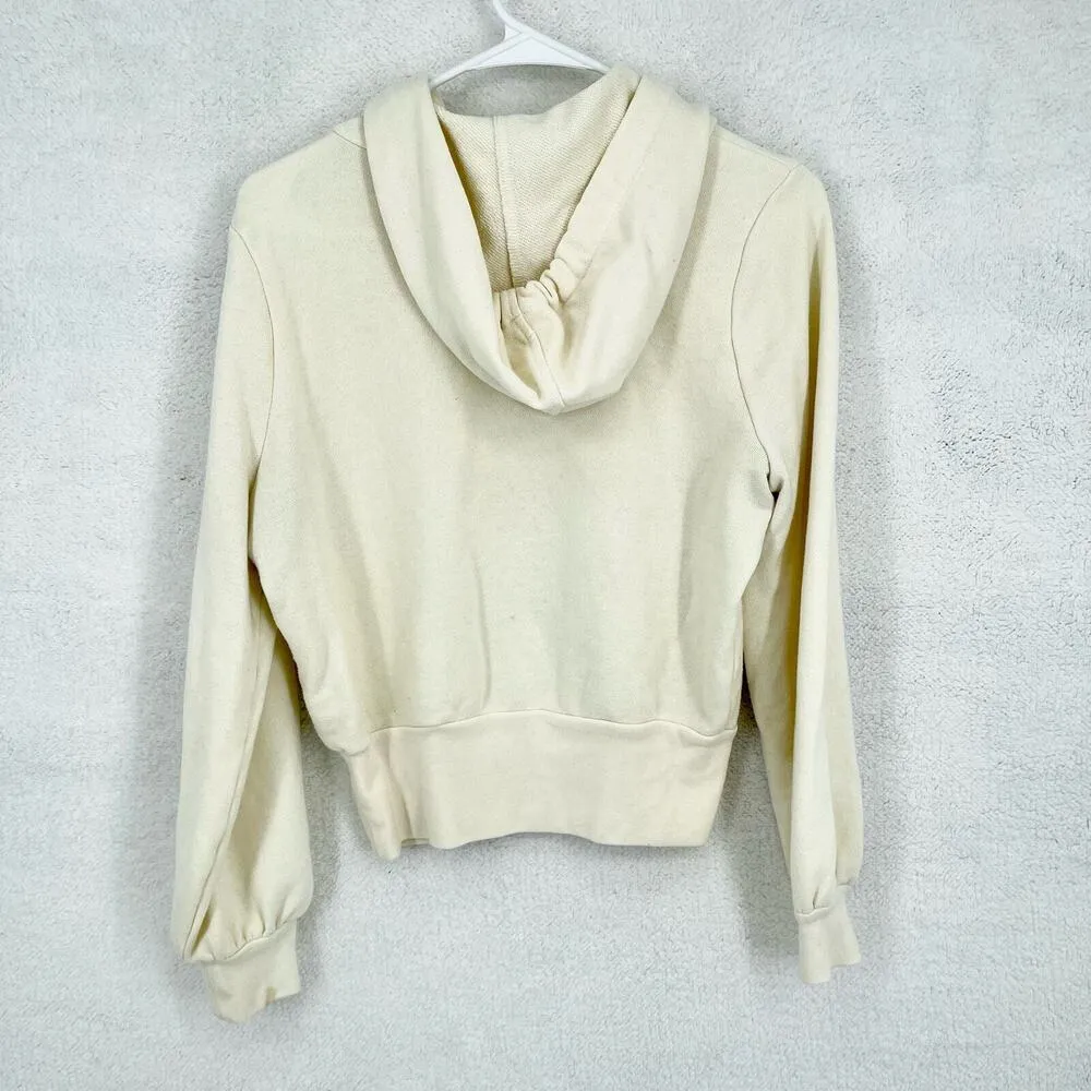 MADEWELL Hoodie Women Size XS Bubble Sleeve Outdoor Cream Cropped Sweater - Image 5