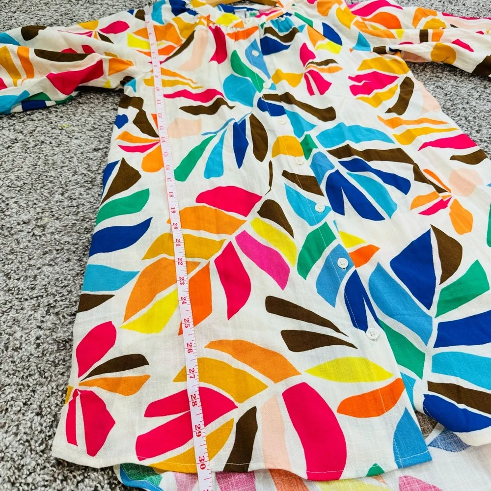 Tabitha Brown Target Botanical Print Puff Sleeve Mini Tunic Floral dress XS - Image 12