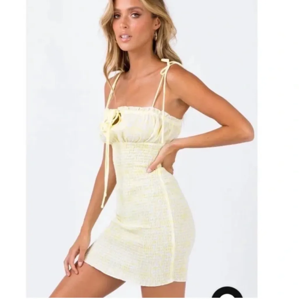 Princess Polly Korina Dress in Gingham Yellow and White US Size 4 Summer Mini - Image 5