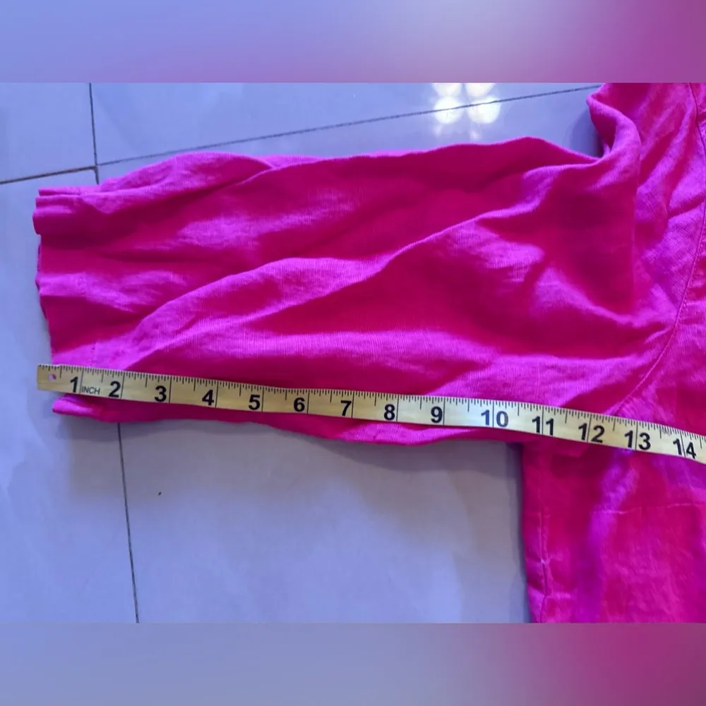 Linen! Ladies Isaac Mizrahi Pink Berry Linen Top-Size 1X tie - Image 8