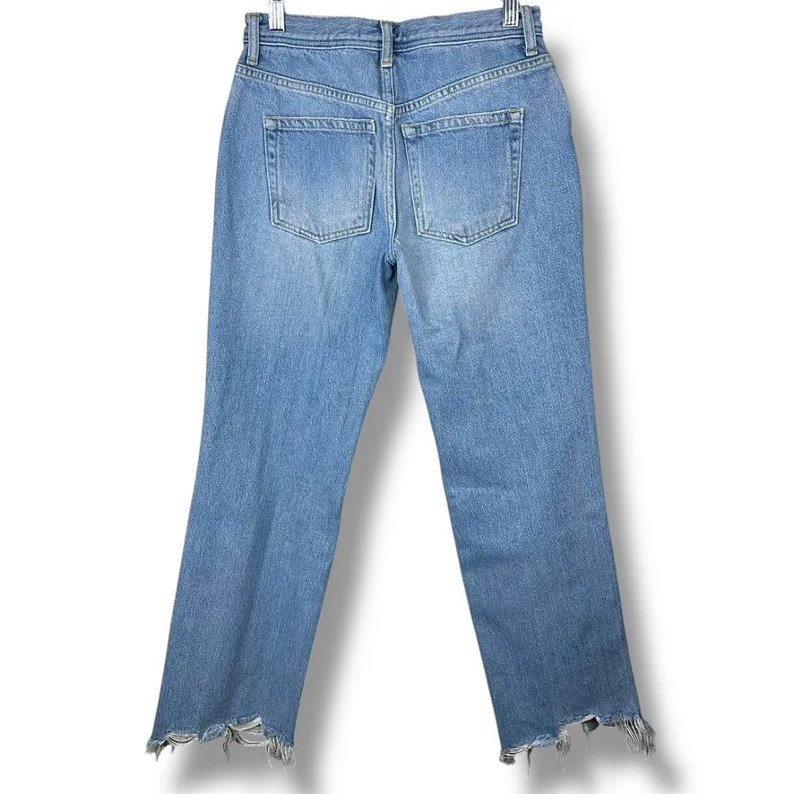 Free People We The Free Maggie Light Stone Straight Distressed Frayed Jeans - Image 7