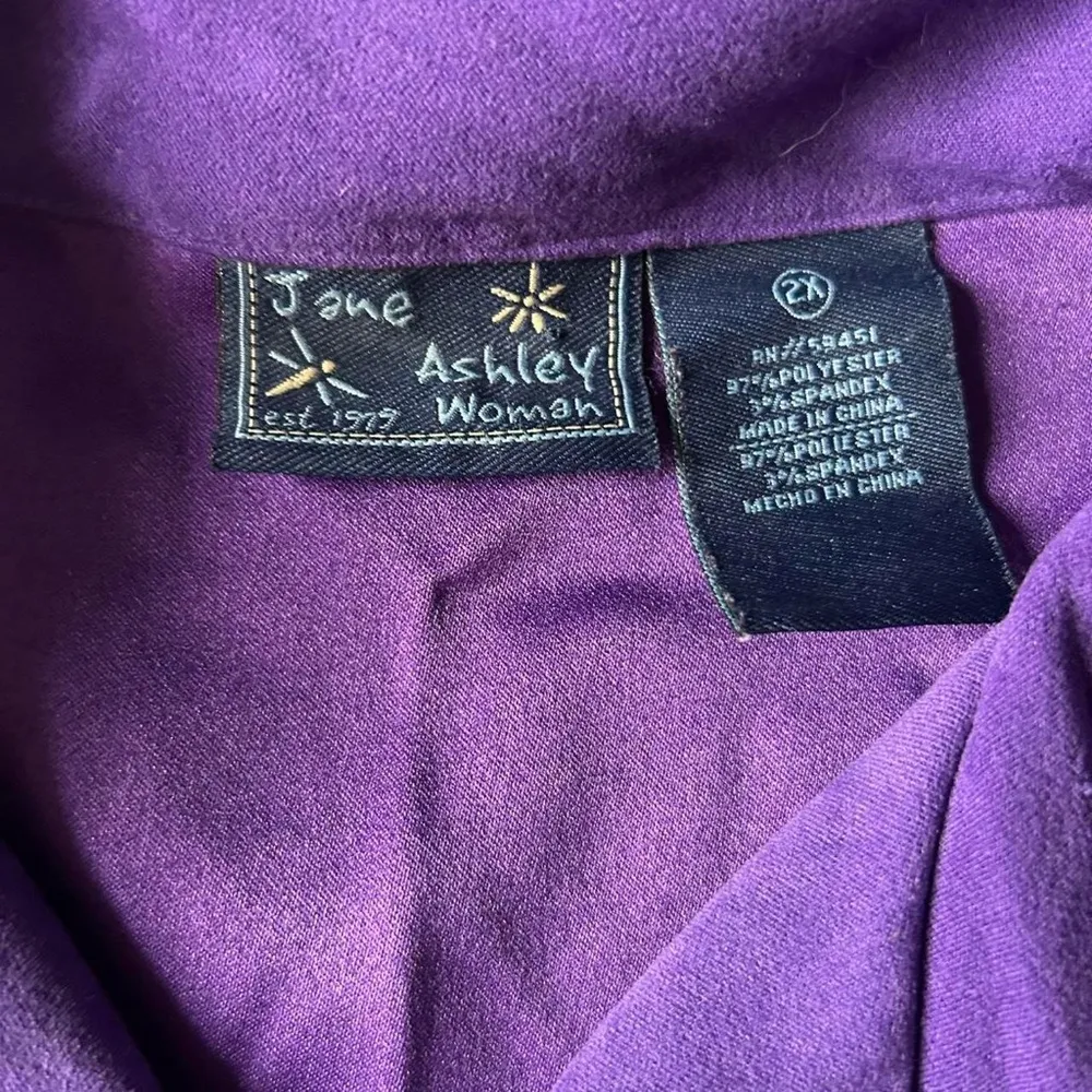 Vintage Jane Ashley Purple Embroidered Jacket-Blouse 2X – Cottagecore Beauty - Image 5