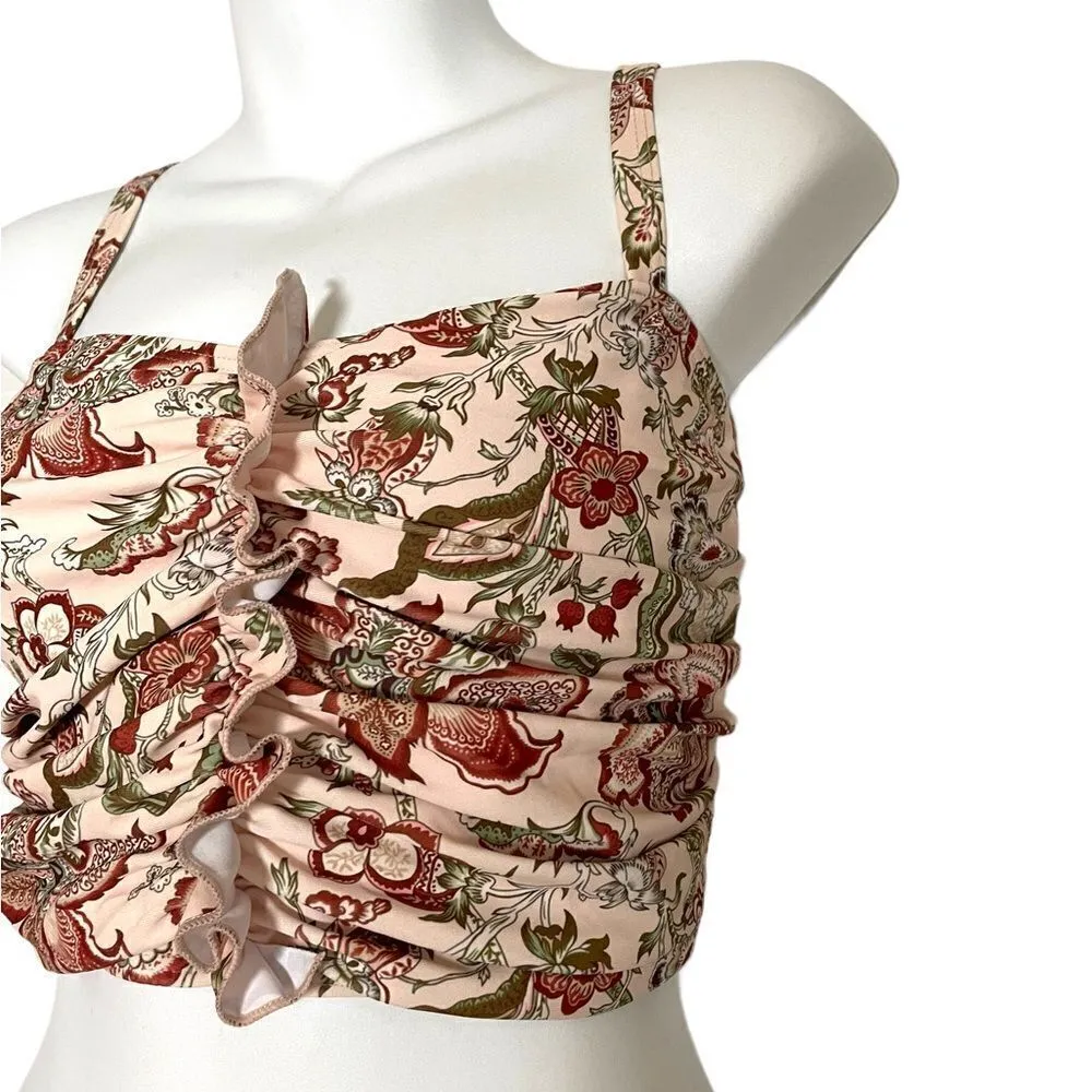 Shein Floral Ruched Ruffle Bikini Top 3XL - Image 6