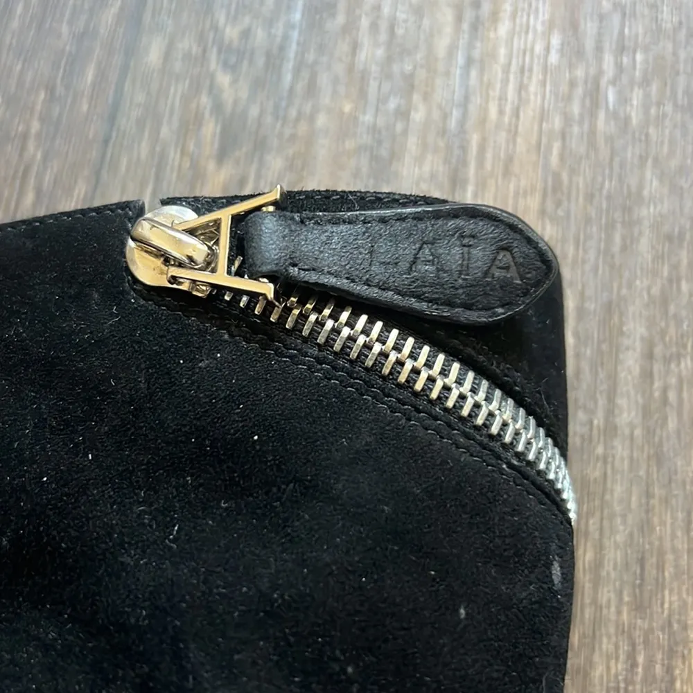 ALAIA BLACK SUEDE WRAP AROUND ZIP HIGH HEEL BOOTS Size 9 - Image 6