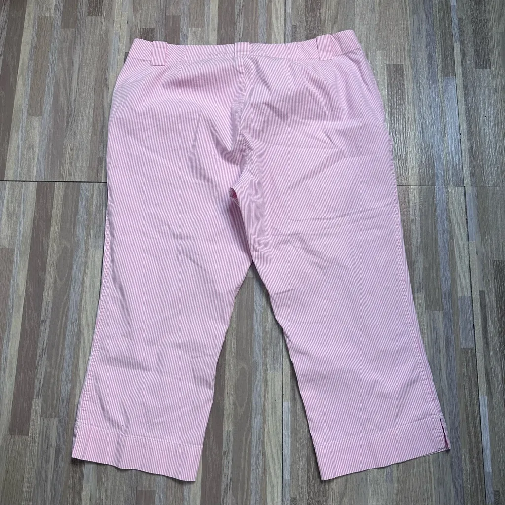 Lauren Ralph Lauren Active Pink/White Seersucker Cotton Capris Capri - Image 10