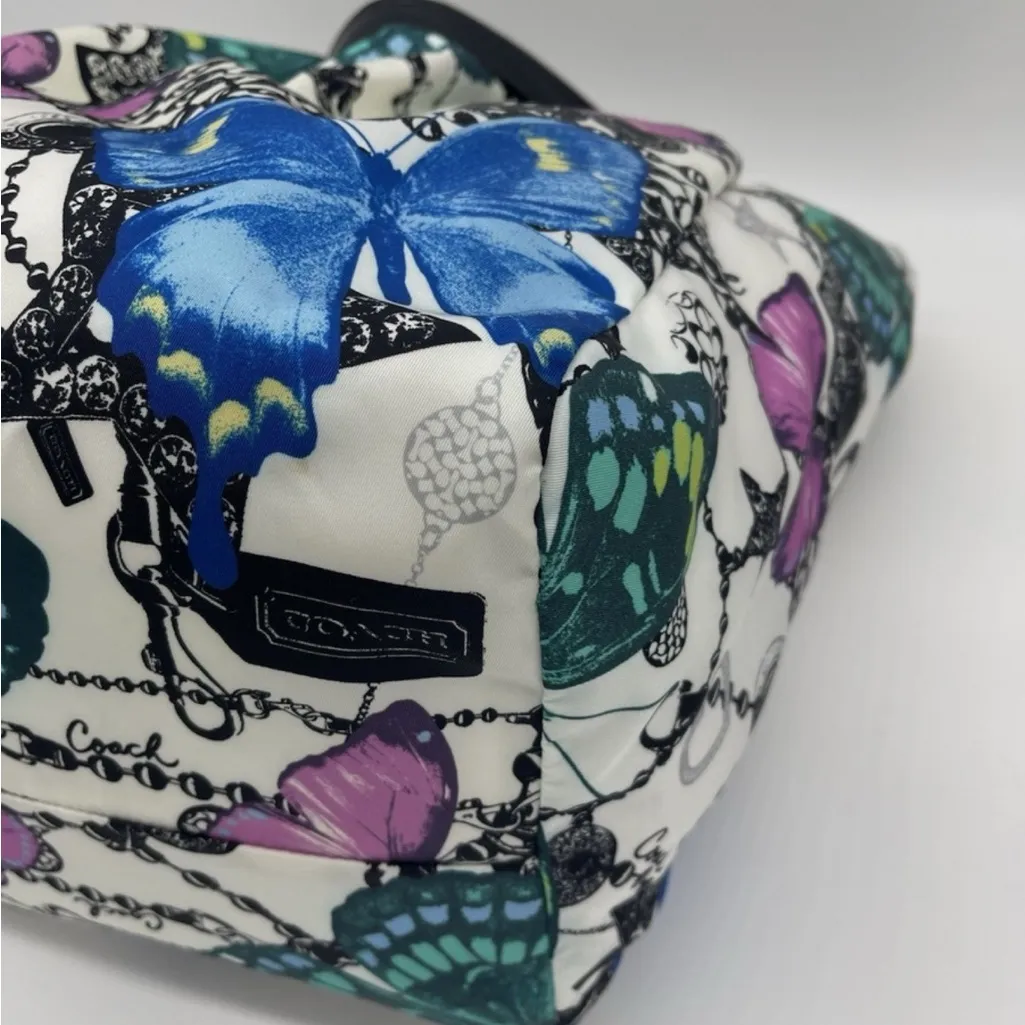 Vintage LIMITED EDITION Coach Colorful Butterfly Print Tote  Bag - Image 4