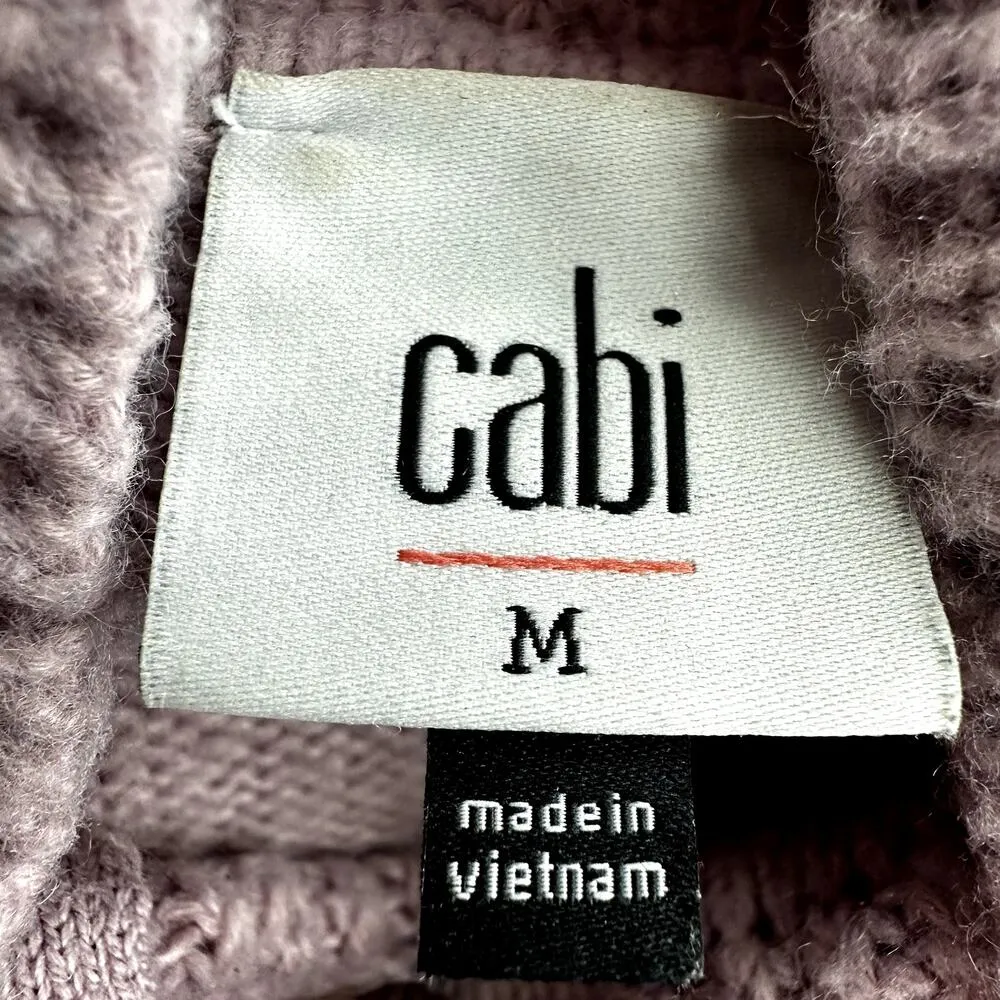 Cabi Park City Sweater Knit 3/4 Zipper Turtleneck Ribbed Knitted Lilac Medium - Image 3