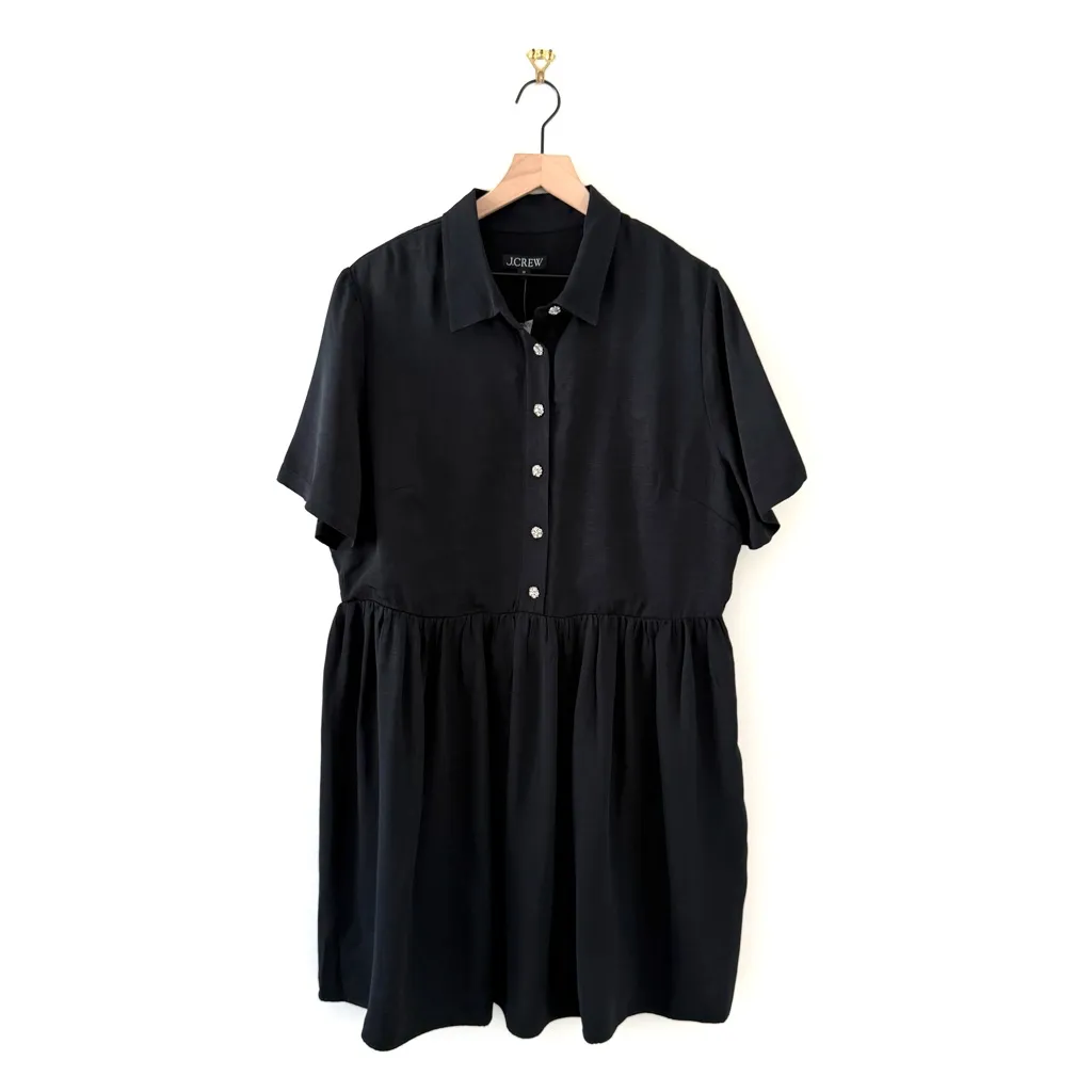 J. Crew Shirt Dress with Jewel Buttons Black Sz 18 NWT - Image 2