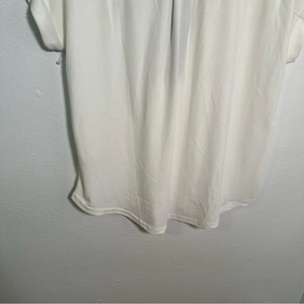 Sweet Wanderer Blouse White Black Mesh Half Zip S - Image 7