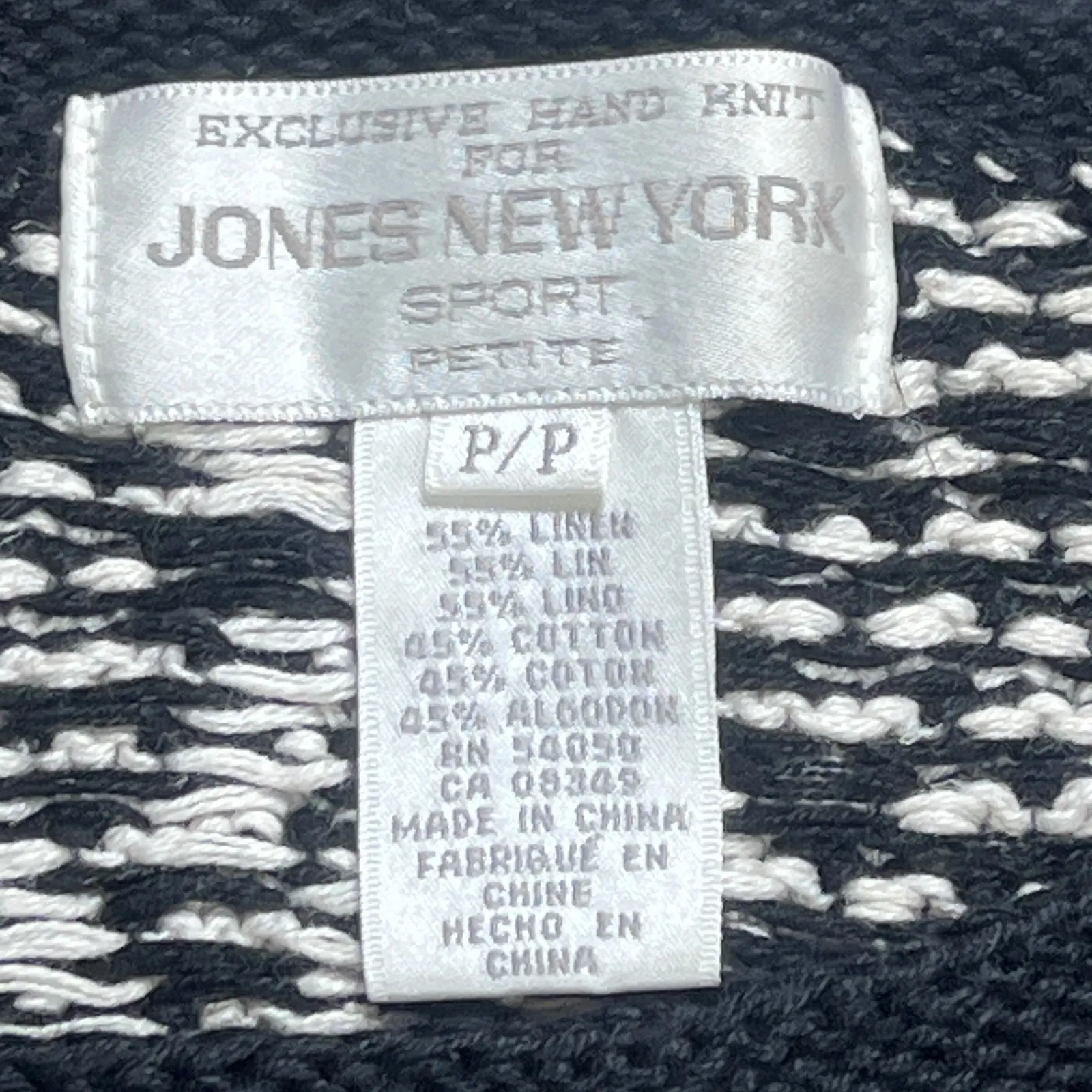 Jones New York Sport Petite Hand Knit Sweater Colorful Diamond Pattern Small - Image 2