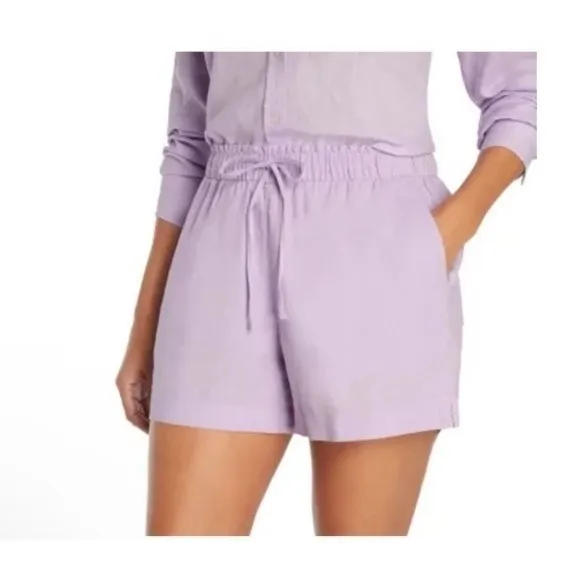 GAP Women XL Utility Pull-On Drawstring Linen Purple Shorts Casual Summer Lounge - Image 2