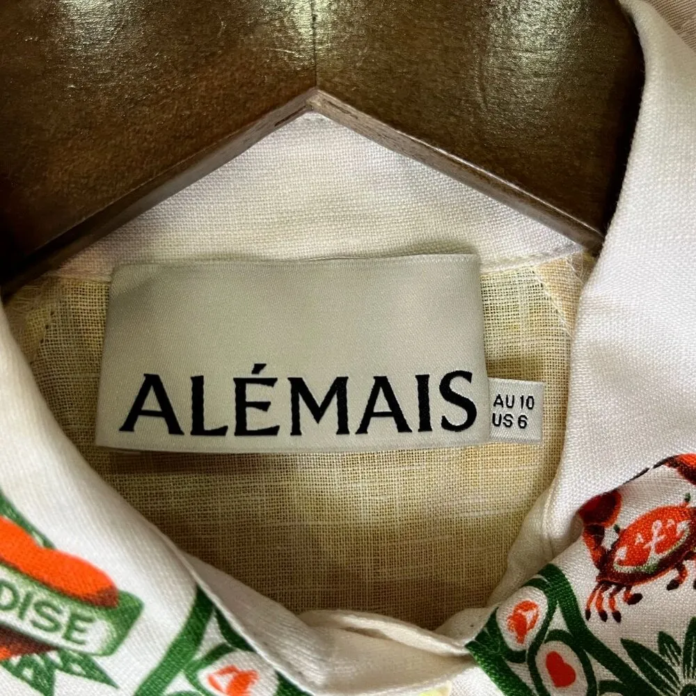 NWOT ALEMAIS Paradiso Linen Mini Shirtdress Size 6 Missing belt - Image 7