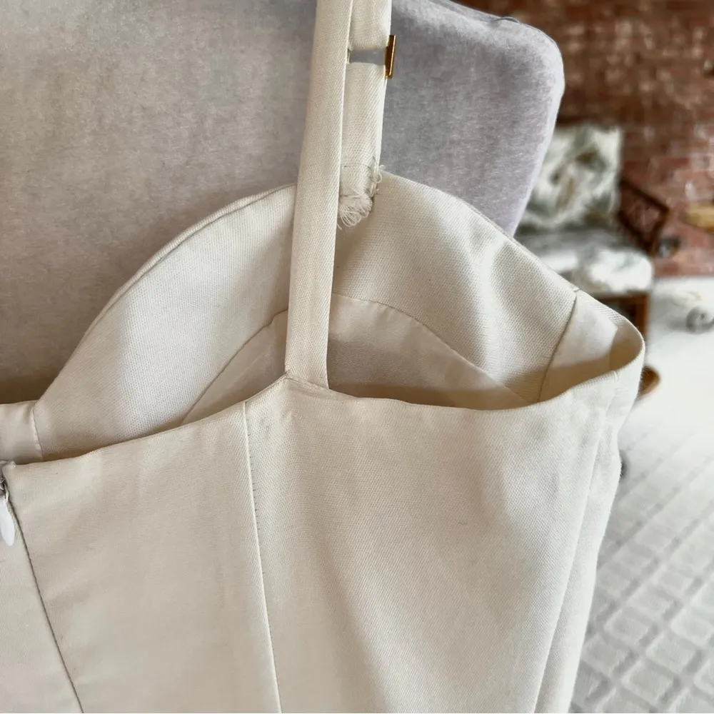 Castle Starr Dress Mini Bustier Ivory Silk Blend 4 Party Sundress Cocktail - Image 13