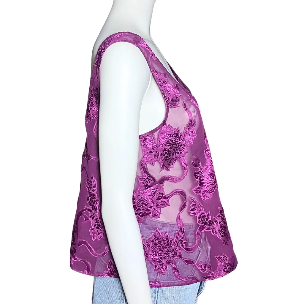 Vintage Victoria’s Secret Gold Label Sheer Purple Tank Top. Small. Fairy Brocade - Image 4