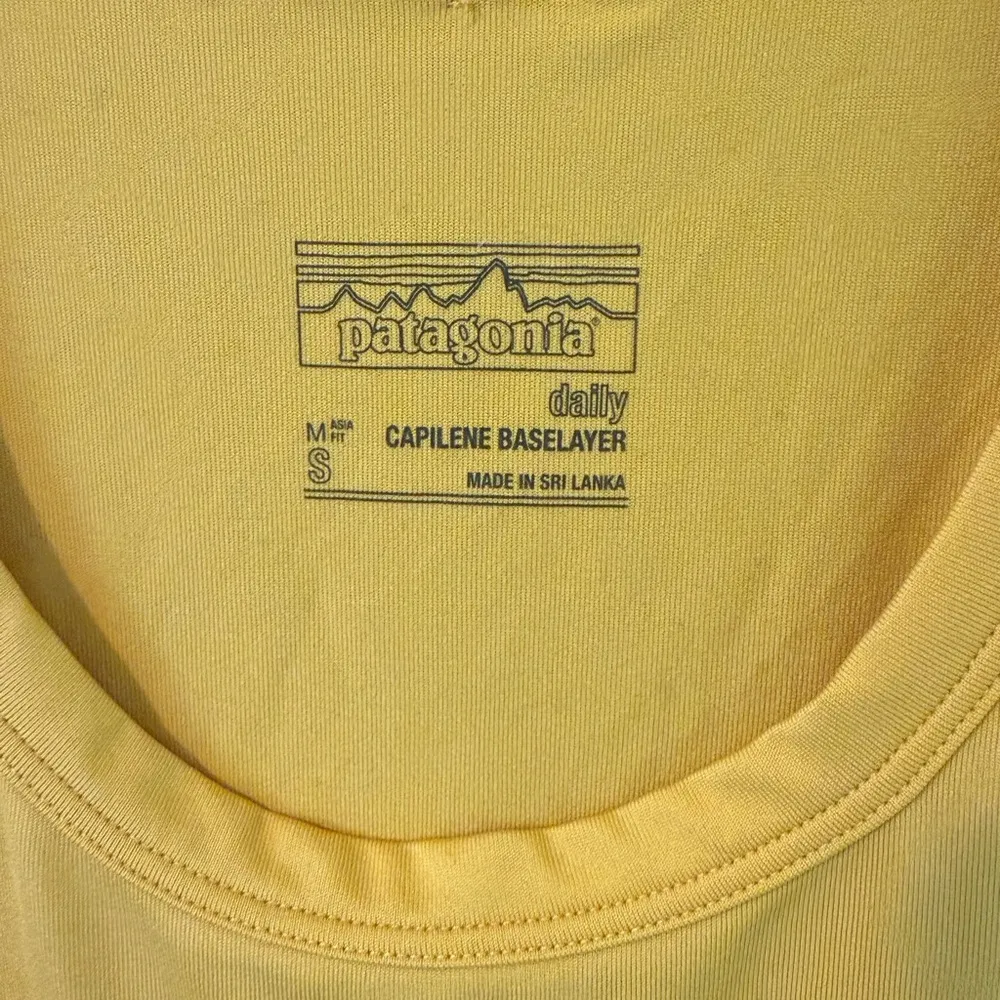 Vintage Yellow Patagonia Tank Top with Climbing Graphic - Image 2