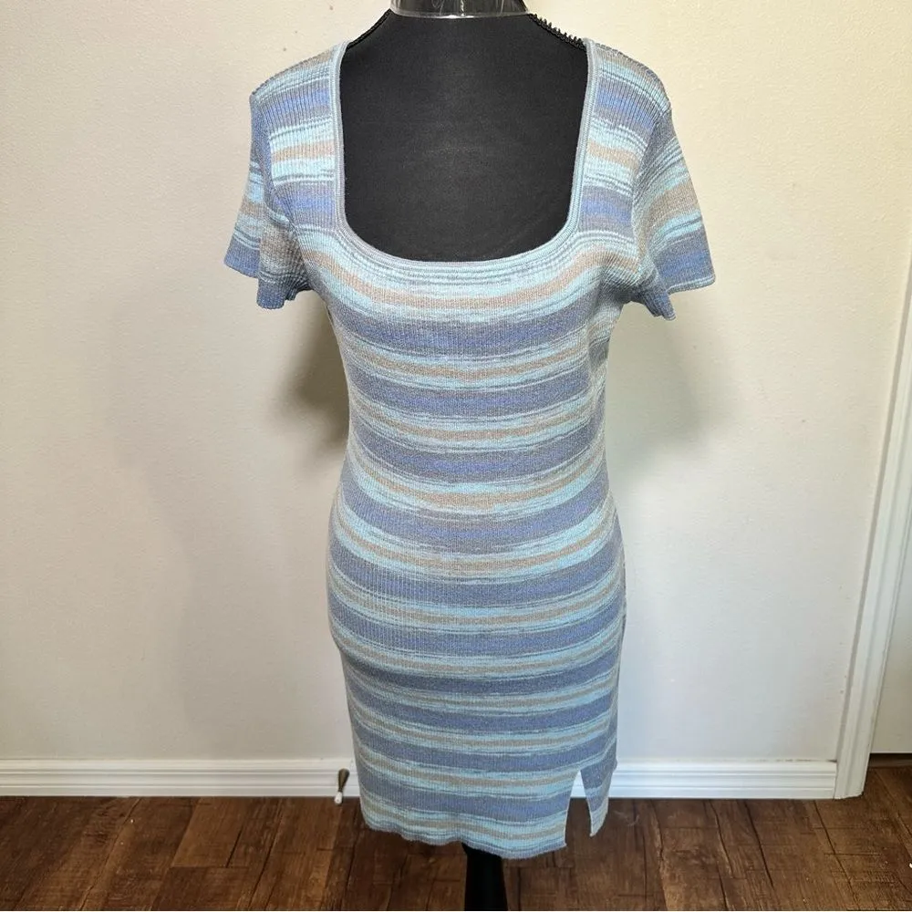 Cider Blue and Gray Striped Knit Dress - Image 2