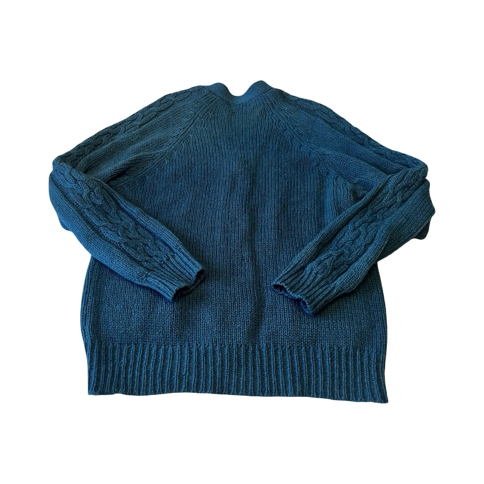 VTG Kenneth Gordon Woman's L Avon Scottish Shetland Wool Cable Knit Cardigan Green Size L - Image 3