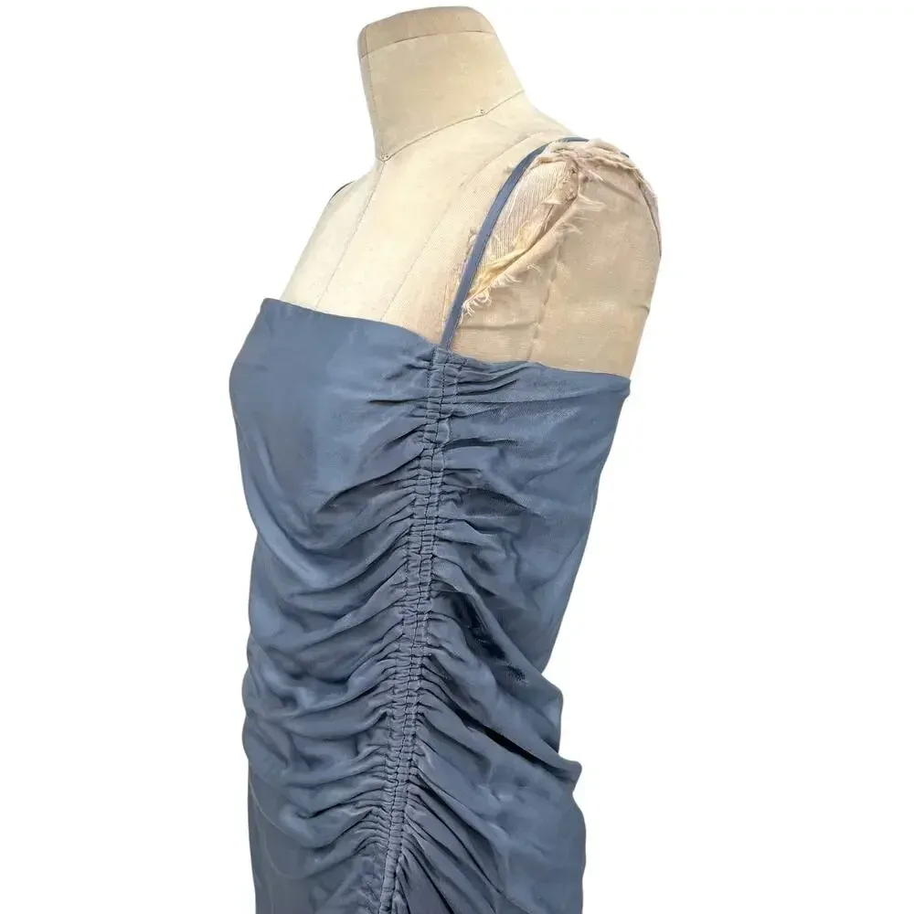 Shona Joy Lily‎ Bias Ruched Midi Dress Blue Smoke Size US 6 - Image 9