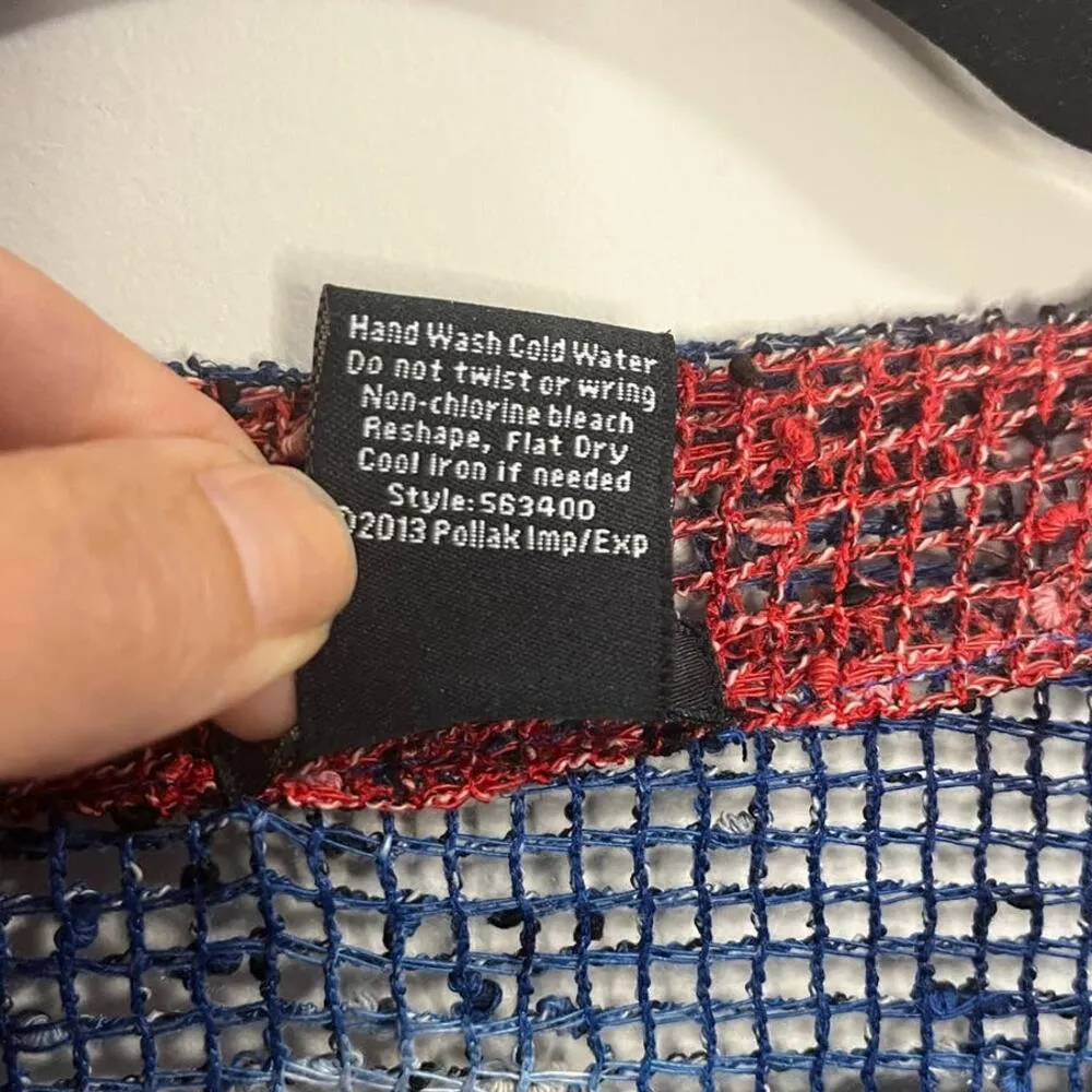 Katie Todd Women's Knit Cardigan Red White Blue Button Front Artsy Lagenlook M Size M - Image 6