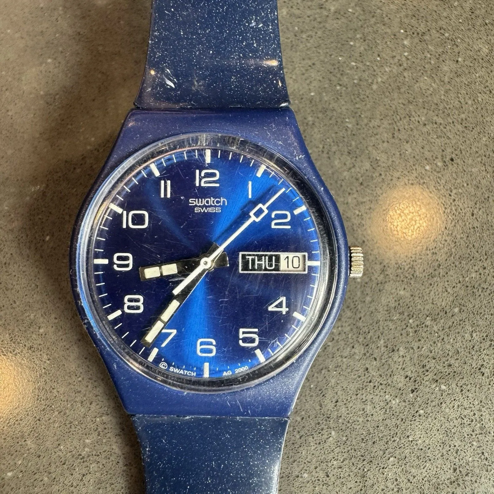 Swatch Watch Just Blue GN715 Blue Sparkling 34mm 2001 Glitter Y2K - Image 2