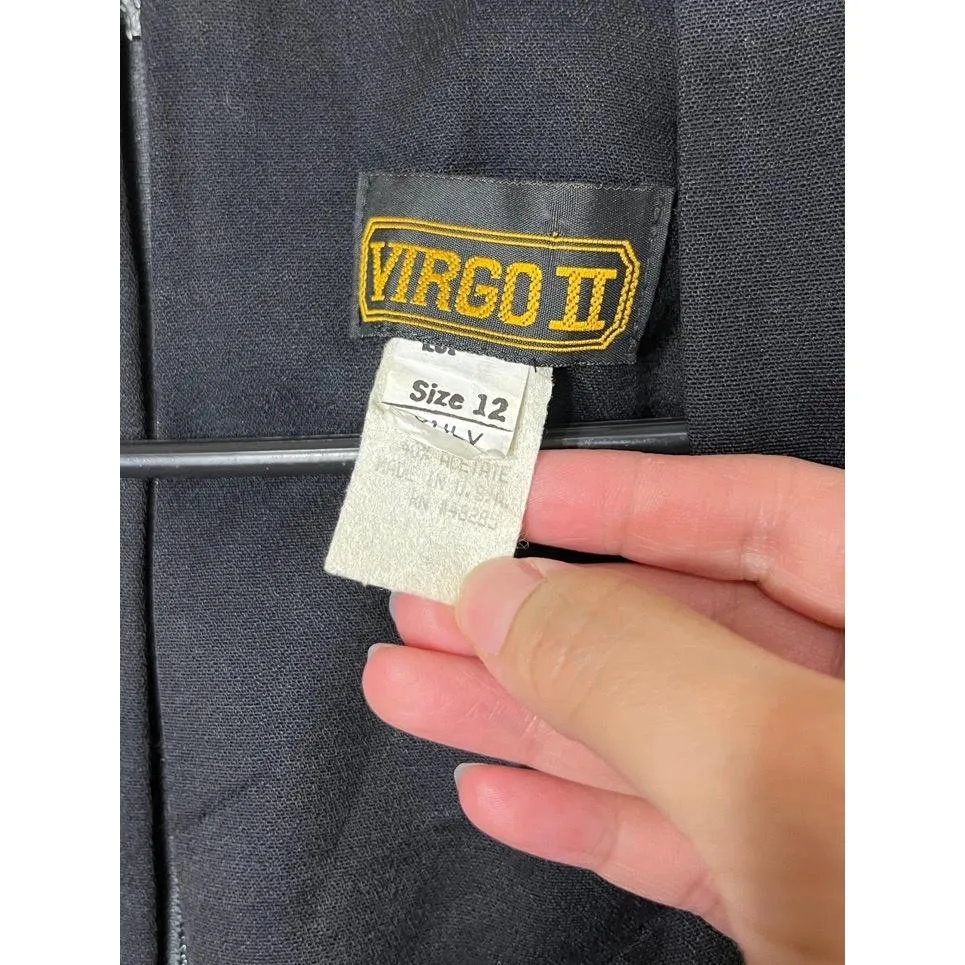 VIRGO II Maxi Dress Size 12 Black‎ Vintage Embellished Neckline Retro Style Black - Image 6