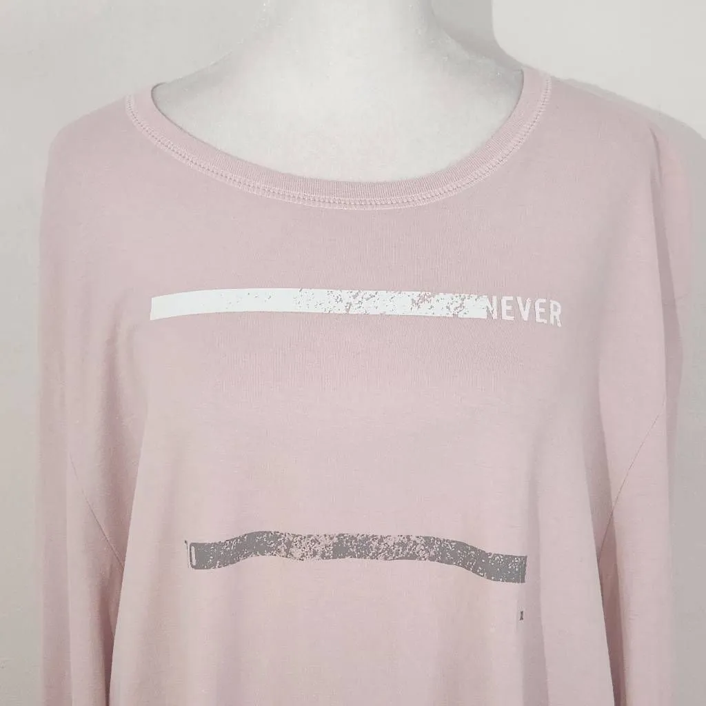 Express Pink Tee NWOT Size XL Pink Long Sleeve T-Shirt "Never Too Late" - Image 3
