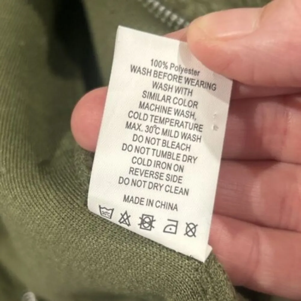 Zyia Sherpa Jacket Womens Medium Olive Green Black Teddy Fleece Flying V Bomber - Image 5