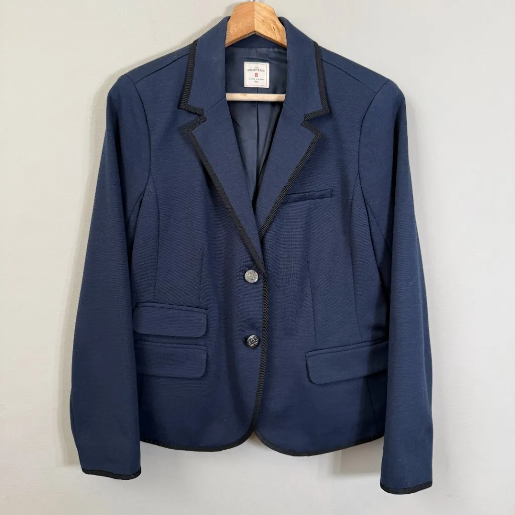 Gap The Academy Ponte Blazer Jacket Women's 8 Navy Blue Black Trim Career Formal - Image 5