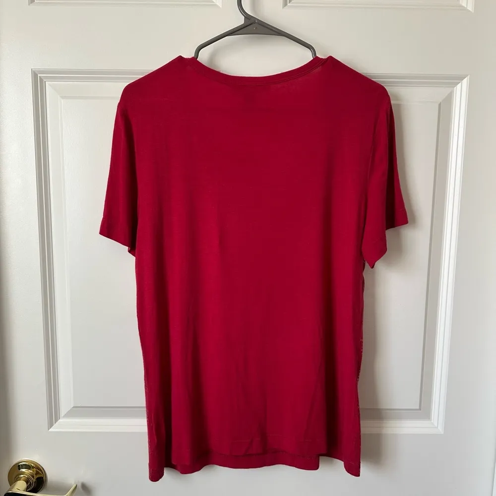 St. John  Red Graphic Print T-Shirt Size L - Image 2