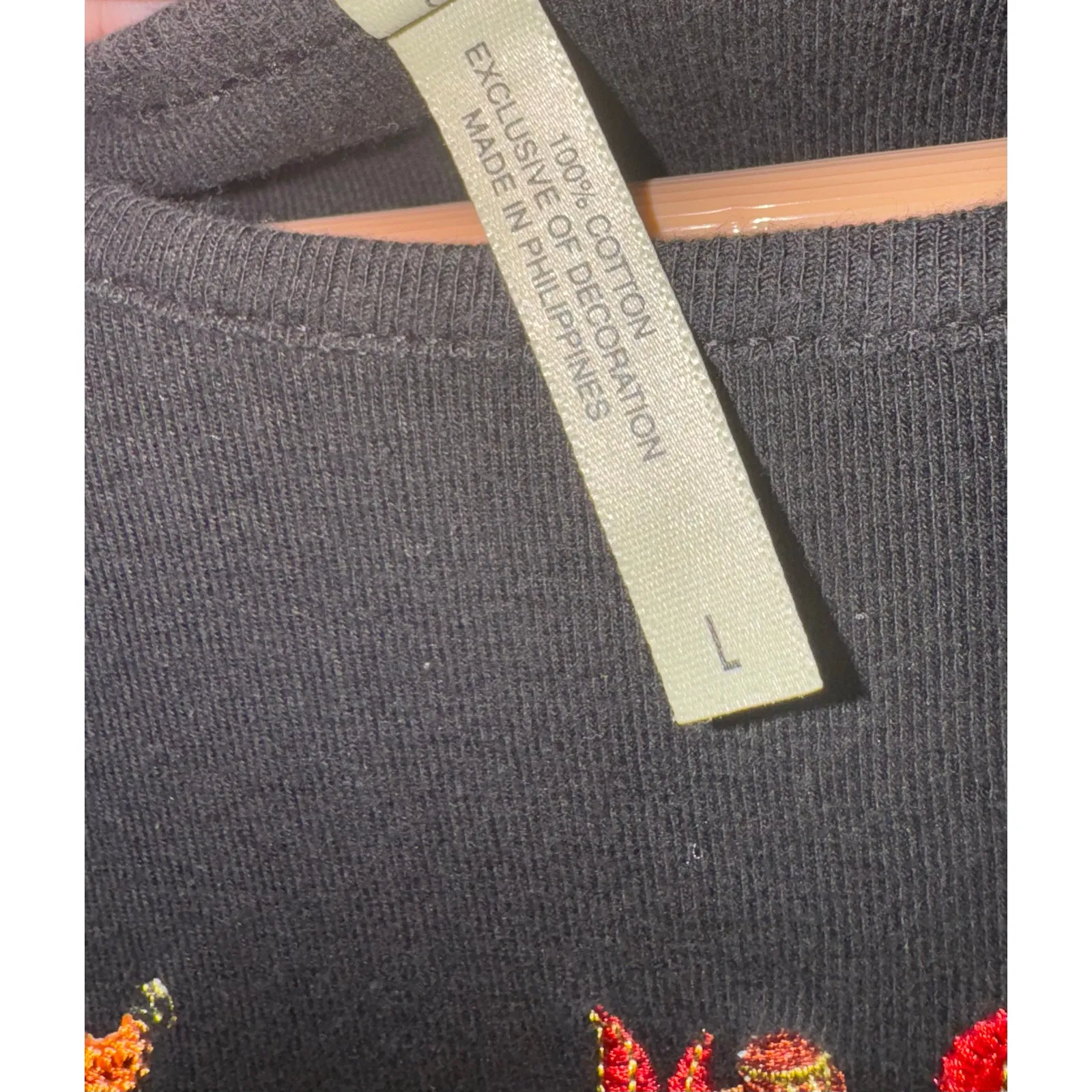 White Stag Embroidered Pumpkin Jack o Lantern Top Large Halloween Fall Leaves - Image 5