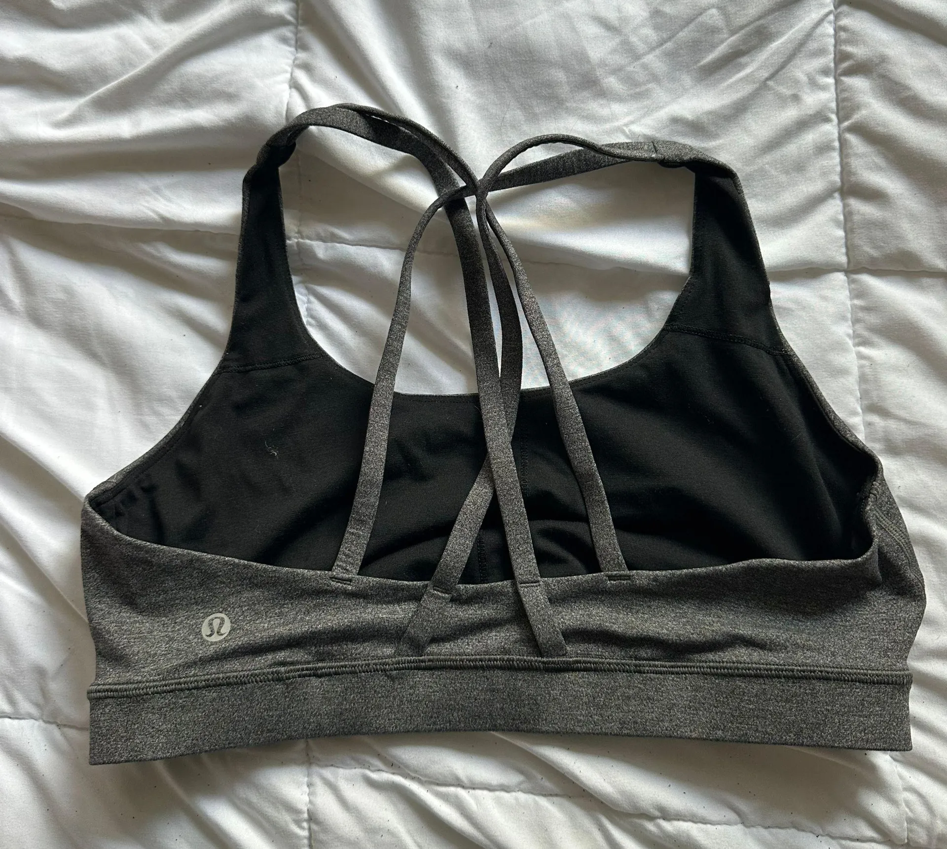 Size 12 Gray & Black Cross-Back Sports Bra Energy Bra - Image 2