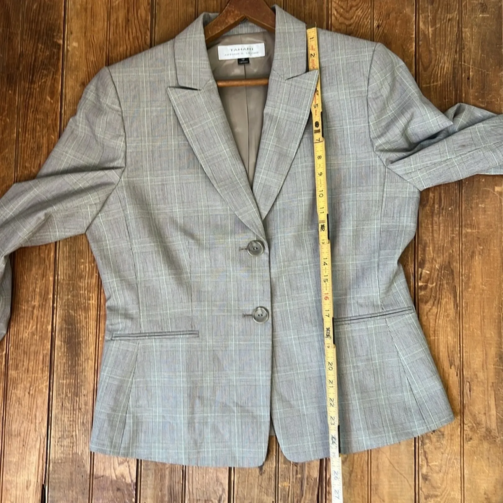 Women’s vintage Tahari classic brown plaid wide leg pant suit size 12 - Image 4