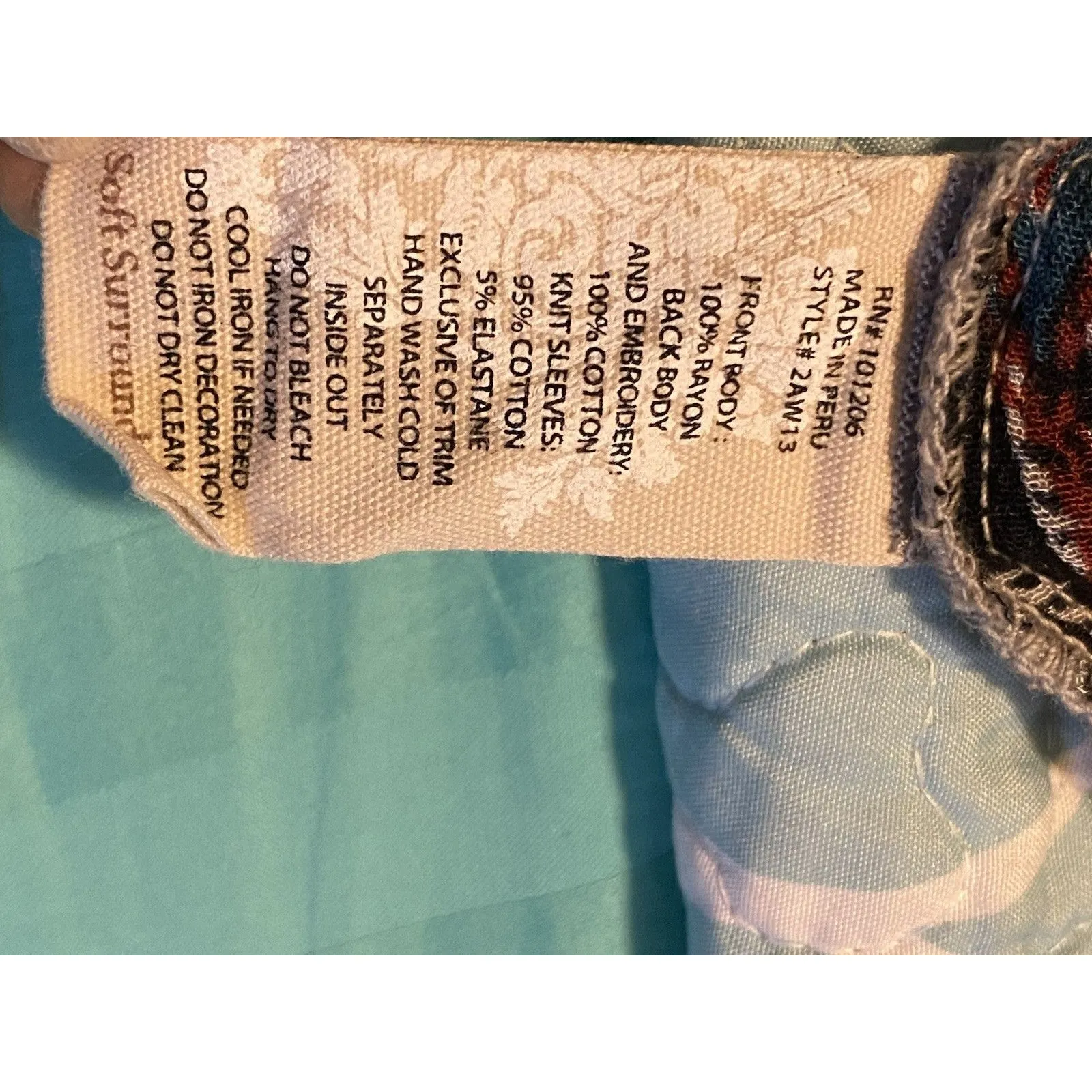 Soft Surroundings 3/4 Sleeve Paisley Boho Tunic Blouse Women's Size L - Image 12