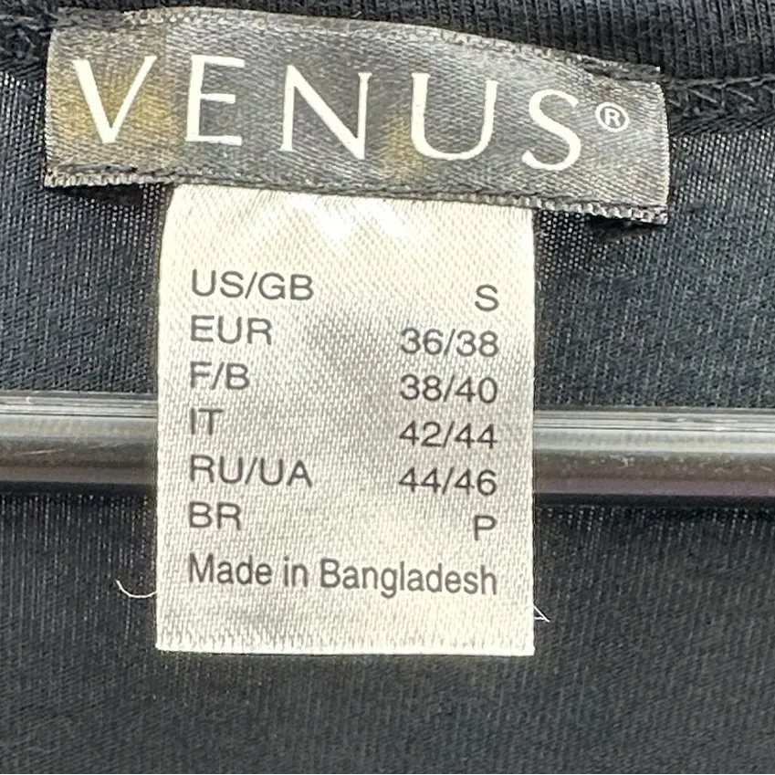 Venus Black Twisted Knot Front Short Sleeve Pocket Shirt Tunic Top Womens Small - Image 14