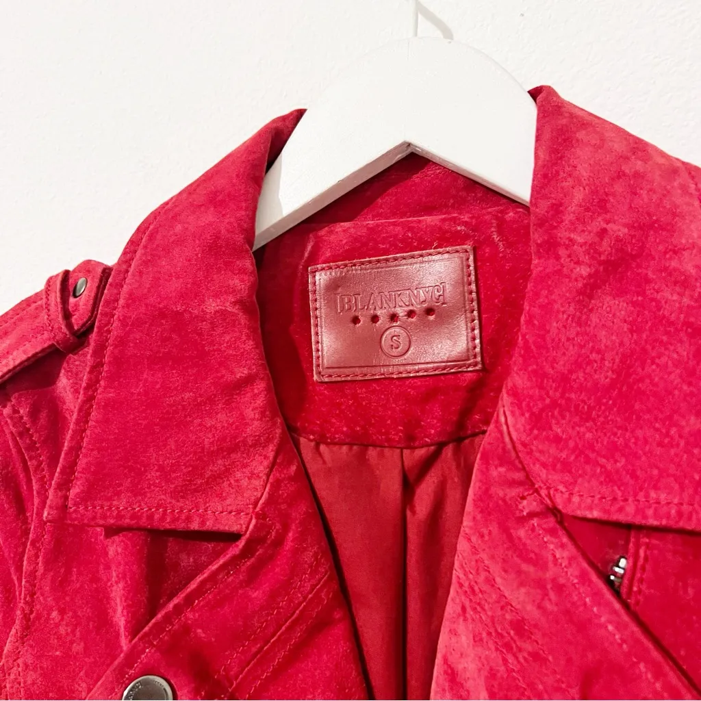Blank NYC Red Suede Moto Jacket Free People Size Small S - Image 3