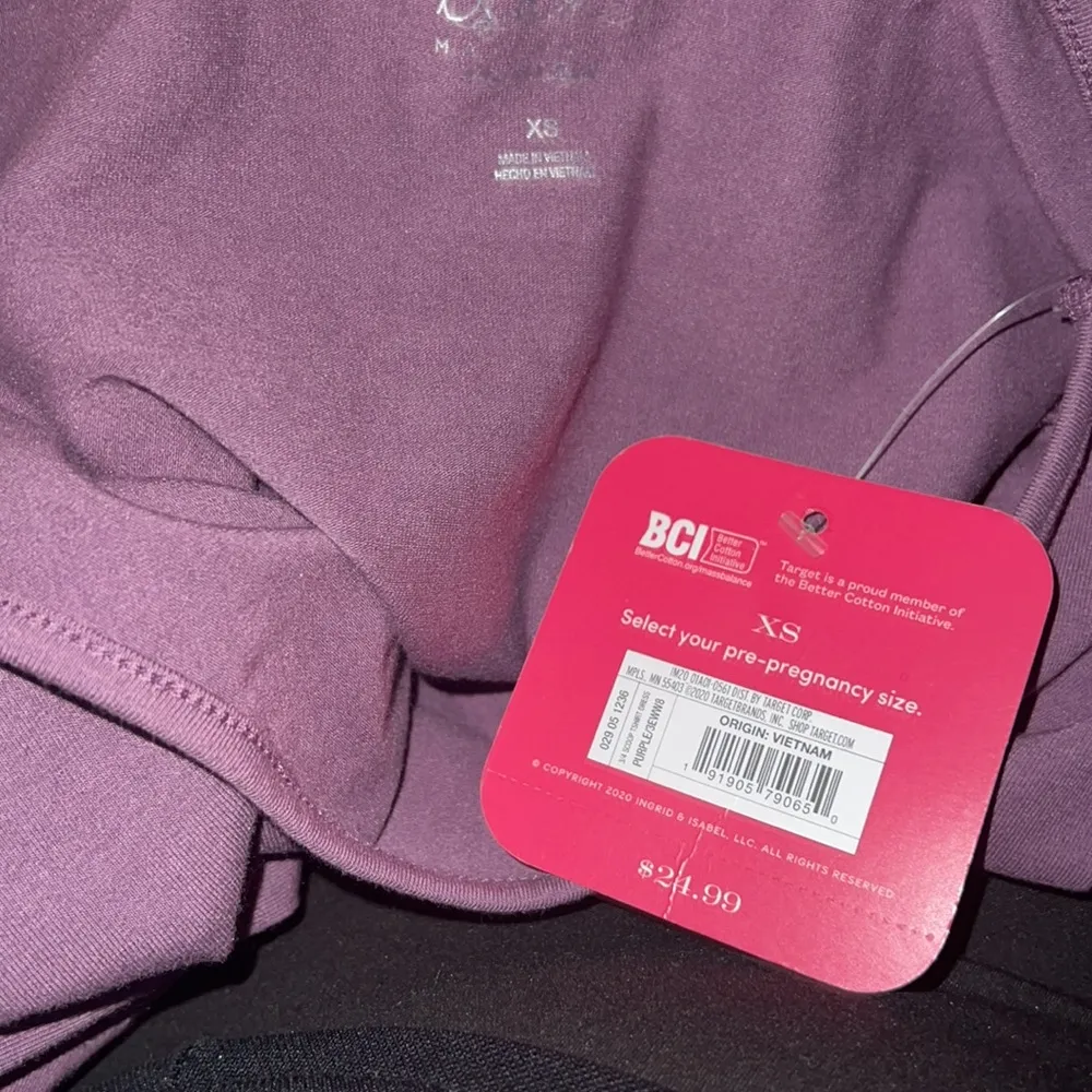 ISABEL & INGRID Sz XS Maternity Purple Dress Womens 3/4 Sleeve Ruched Midi NWT - Image 5