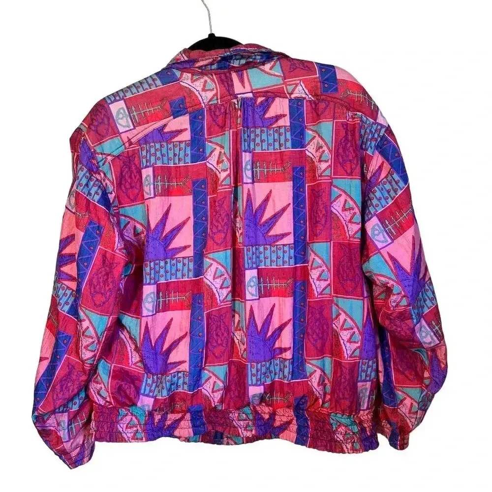 The La Costa Spa Vintage 80s/90s Multicolor Windbreaker Jacket S Unisex Pink - Image 2