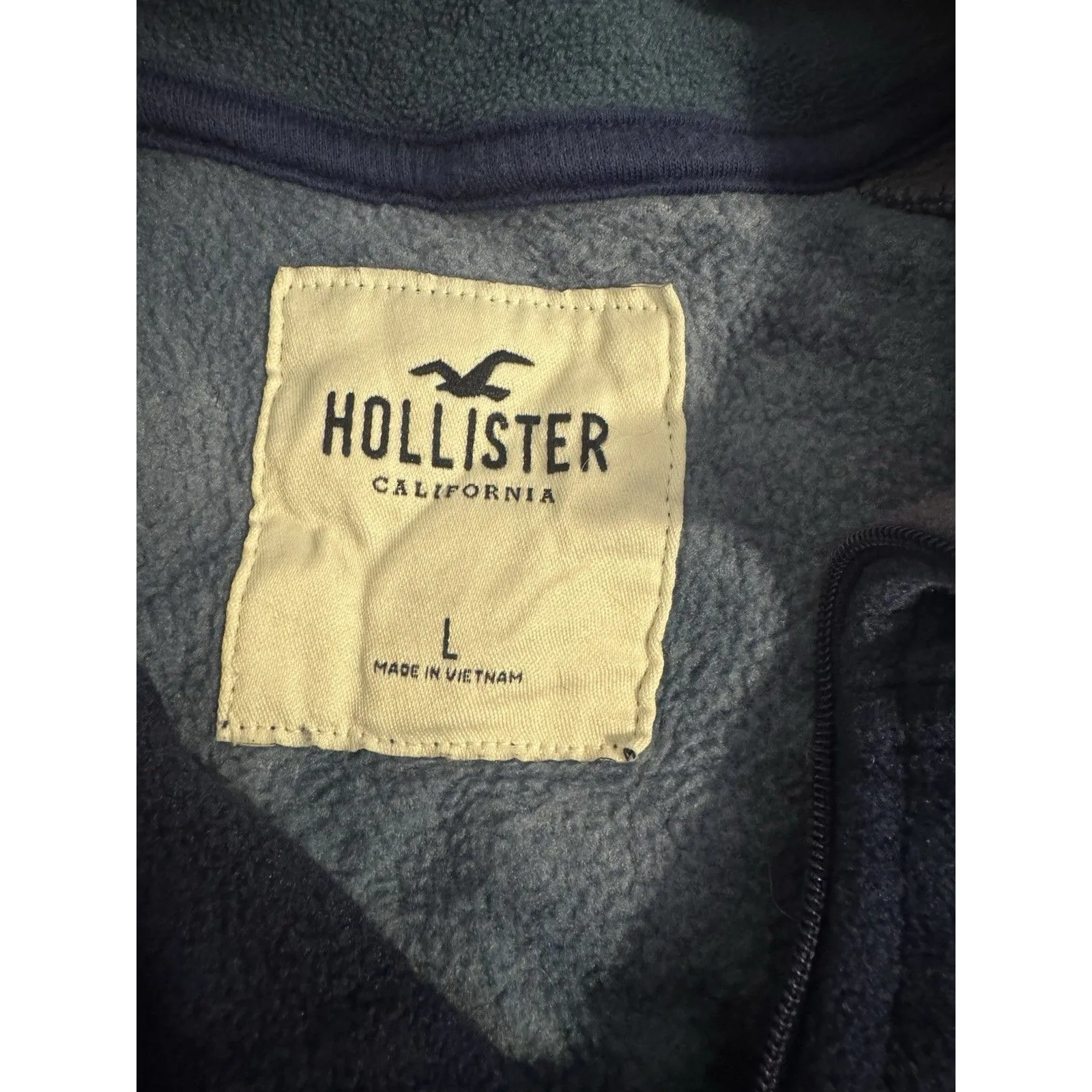 EUC Hollister Galaxy Fleece Blue Purple Tie Dye Quarter Zip Pullover Size Large - Image 3