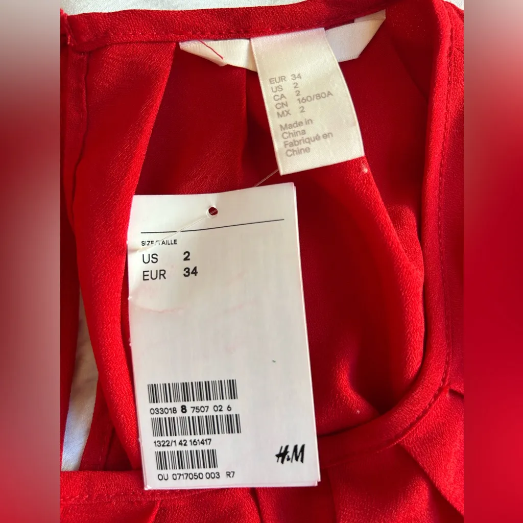 H&M red simple minimalist chic long sleeve Christmas party church dress NWT 2 - Image 5