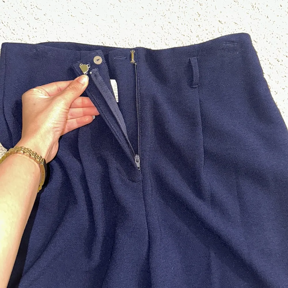 Navy Blue Wide Leg Trousers with belt loops Size M - Image 5