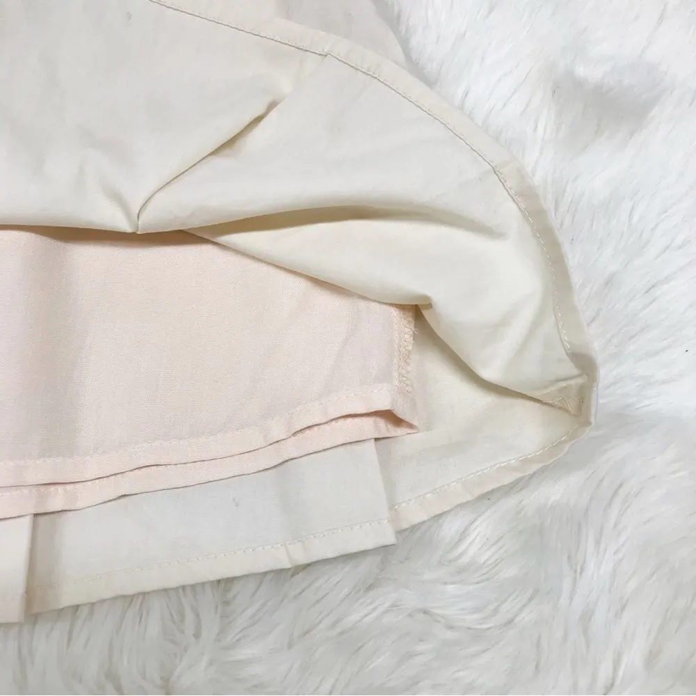 Le Lis Cream Pleated Mini Skirt Tennis Peplum Schoolgirl Cotton Beige Size Small - Image 6
