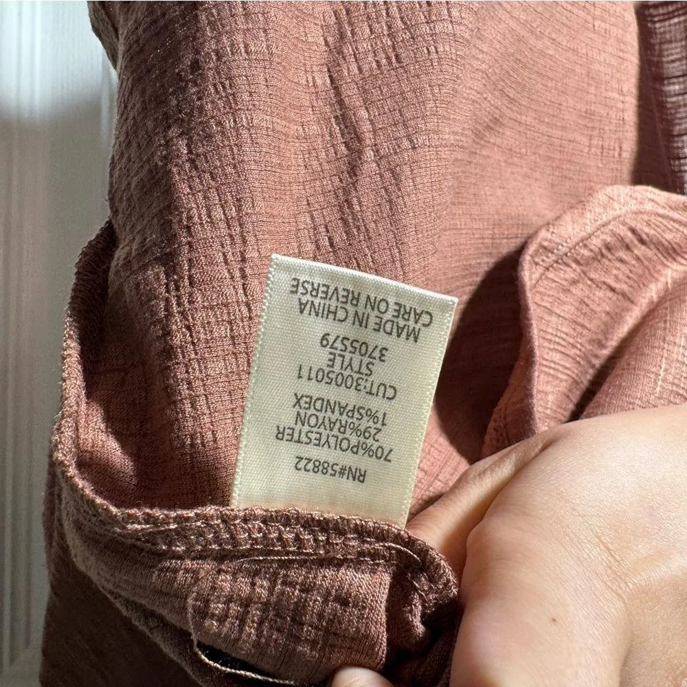 Max Studio • Blouse • Relaxed Fit • Brown • Small • Ruched Sleeves - Image 9