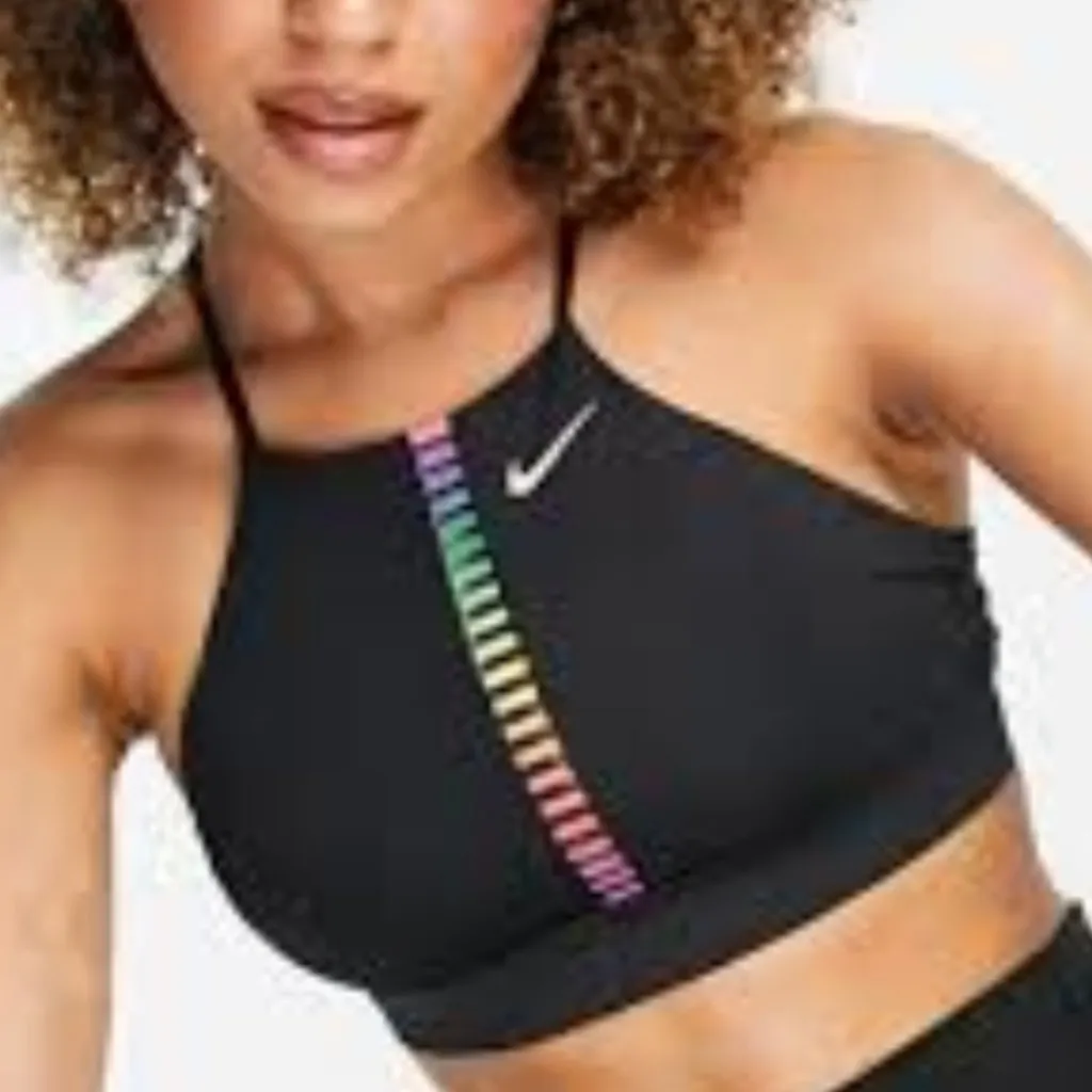 Nike Dri-FIT Indy‎ Rainbow Ladder Sports Bra Women's Small Black Athletic Yoga - Image 2